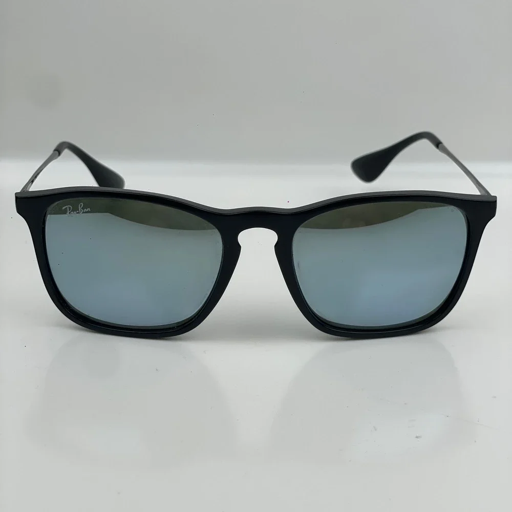 Ray-Ban Chris Sunglasses Black Silver Mirror RB4187 601/30 54-18 3N Unisex Rare